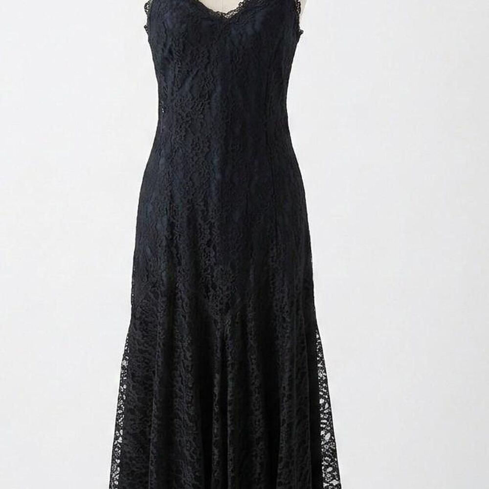Vintage Gunne Sax Dress Black Lace Midi & Lace Bolero Shrug Romantic Gothic - Picture 3 of 8
